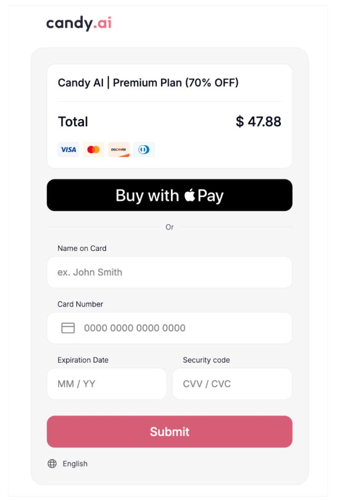 クレジットカードの情報を入力